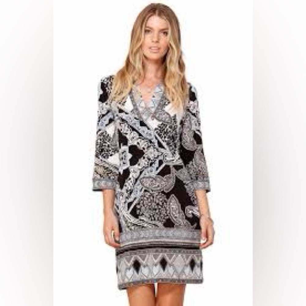 Hale Bob Monochrome Geometric Dress